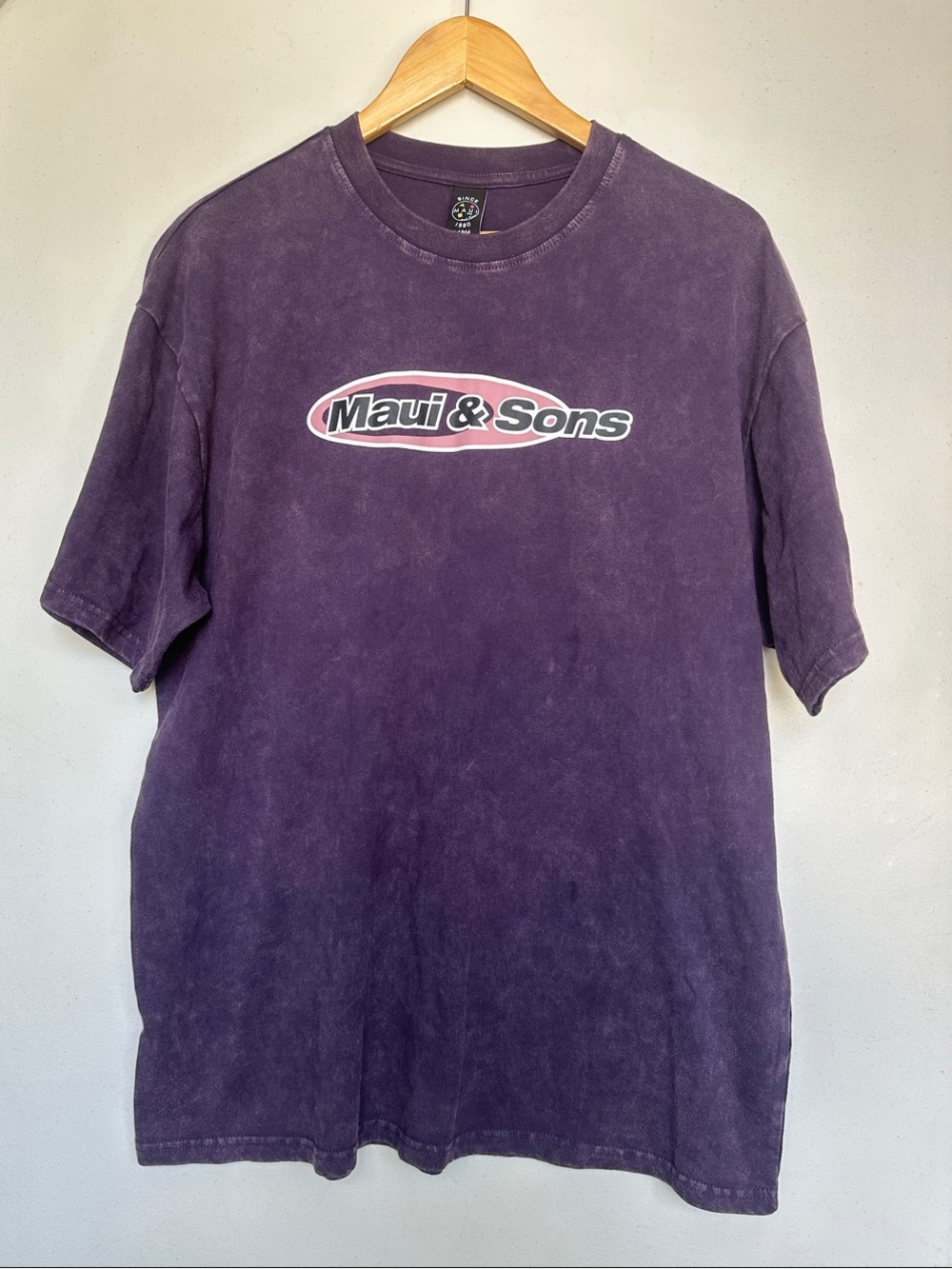 Maui and Sons Vintage-Style Purple Logo Short Sleeve Tee